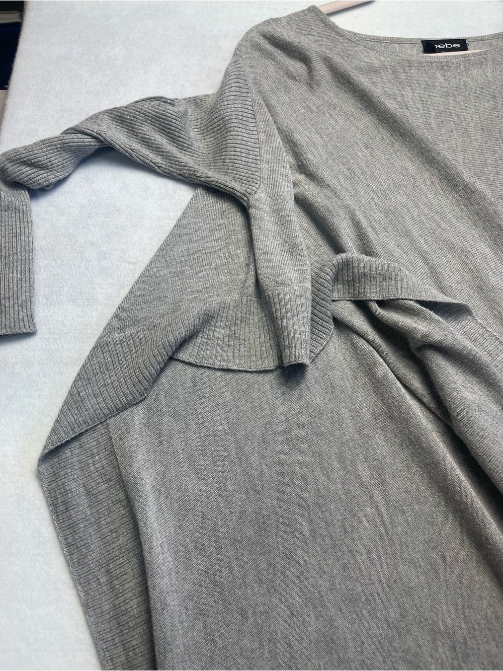 bebe Light Heather Gray Relaxed Knit Cocoon Top - Picture 4 of 10